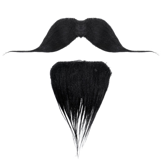 HaiFafafaing 2 Pcs Fake Mustache Self-Adhesive Beard for Adults Stick On False Facial Hair for Costumes Festival and Parties(Black)