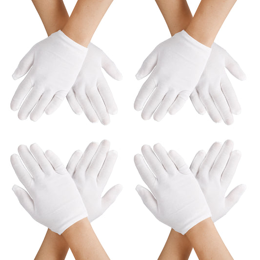 HaiFafafaing 4 Pairs White Kids Gloves Girls Boys White Cotton Gloves for Kids Cosplay Costume Dress Gloves Wrist Length Formal Gloves for Party Halloween