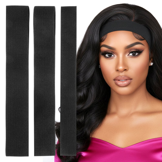 6PCS Wig Band for Lace Front, Black Wig Strap Elastic Bands for Wigs, 3 Sizes Adjustable Non-Slip Polyester Wigs Strap for Melting Lace