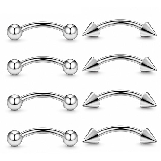 8Pcs Eyebrow Piercing Jewelry, 16G Surgical Steel Curved Barbell Jewelry