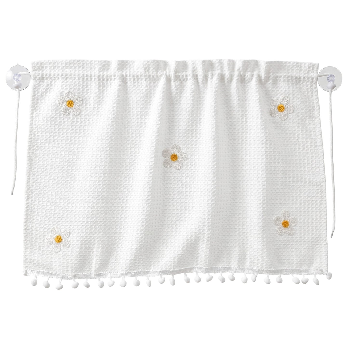 Car Curtains - Baby Window Shades for Car, Waffle Flower Design, Polyester Material, UV Protection, 25.6x18.4in, White
