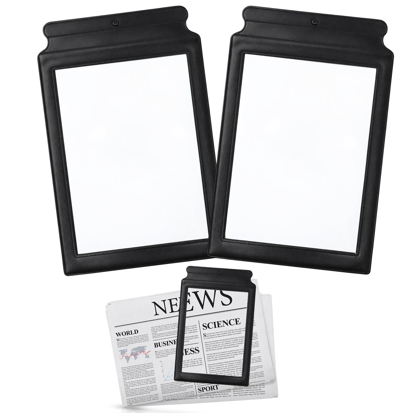 3 X Full Page Magnifier for Reading, 2Pcs 12 × 7.6 in Plastic Handheld Book Magnifying Sheet, Lightweight and Portable Magnifying Glass for Reading
