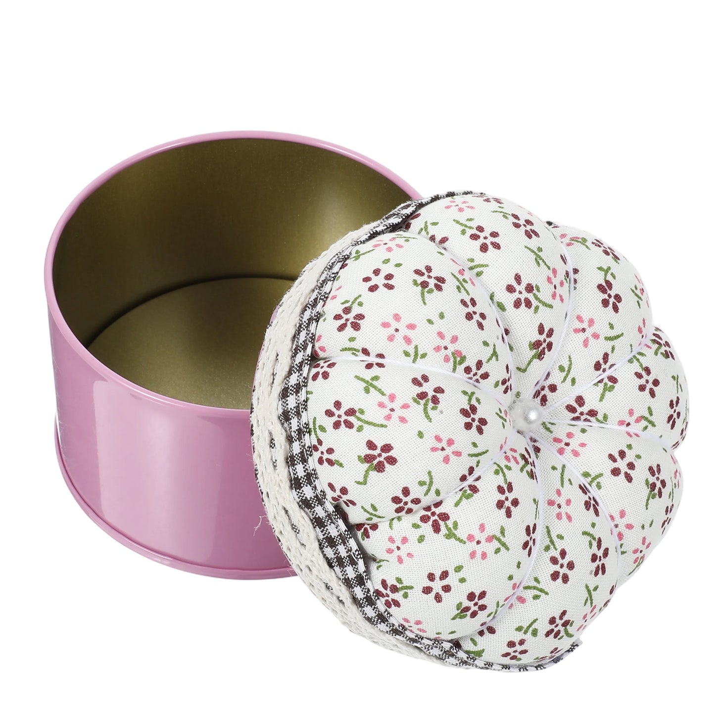 Pumpkin Shaped Pin Cushion Needle Box, Cute Sewing Pin Cushion, Sewing Needle Holder with Storage Box for Quilting, DIY Crafts, Needlework(Pink)