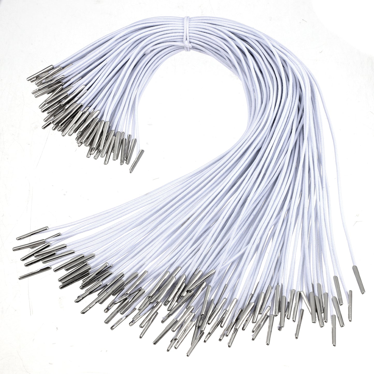 100pcs Elastic Barbed Cord 11.8 Inch Round Elastic Cord with Metal Ends, Soft Stretch Band for Mask Making Book Binding Hanging Hat Menus DIY Party