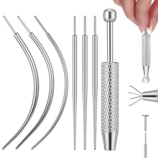 HaiFafafaing Piercing Taper Ball Grabber Tool for Changing Jewelry - 316L Stainless Steel Piercing Taper Flat Back Earring Applicator Tool Kit - Includes Grabber And Guide Pins