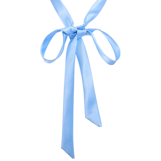 Josojoou Bow Tie for Women, Self Tie Satin Ribbon Bow Ties Thin Folding Bowties Accessory for School Uniforms Wedding Party(Light Blue)