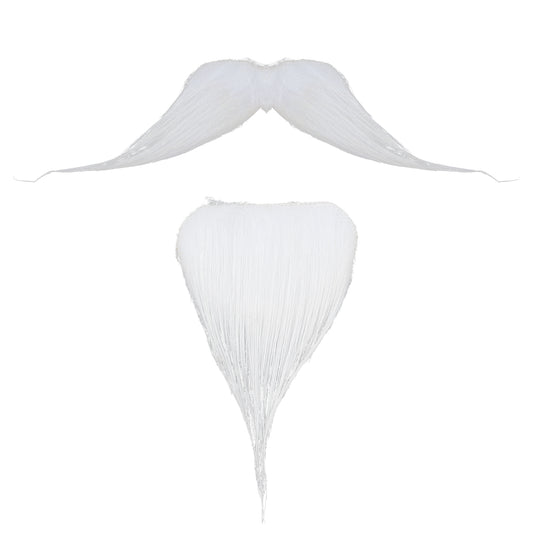 HaiFafafaing 2 Pcs Fake Mustache Self-Adhesive Beard for Adults Stick On False Facial Hair for Costumes Festival and Parties(White)