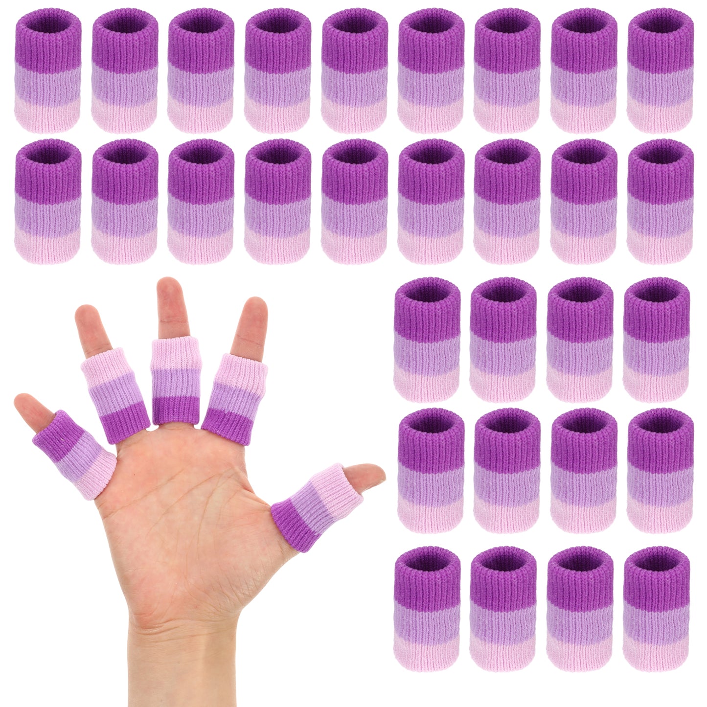 Tucnoeu 30pcs Crochet Finger Protectors,1.57in Breathable Elastic Crochet Finger Guard, Soft Compression Fingers Sleeves for Crocheting, Writing, Craft Use