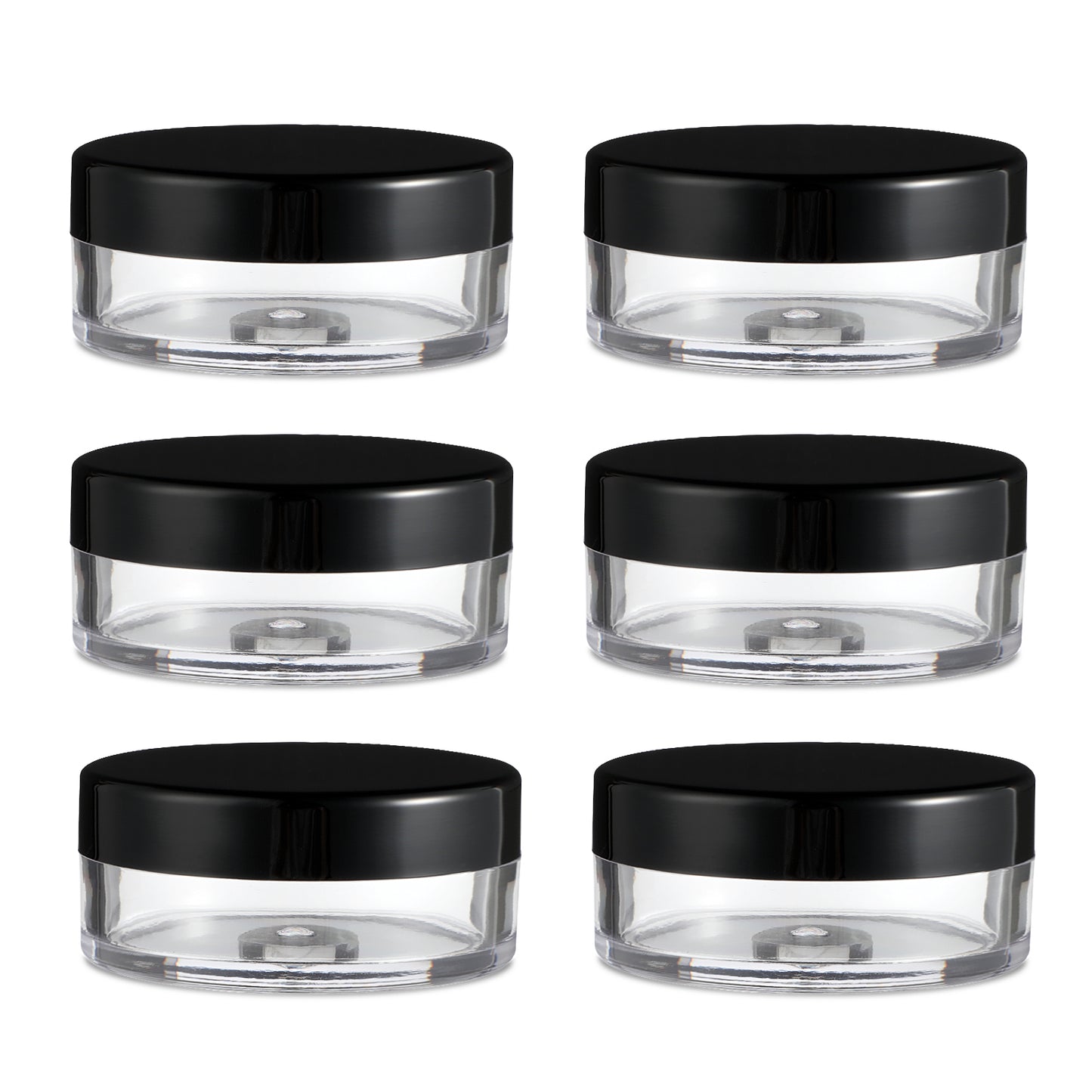 Telooco 6Pcs Refillable Loose Powder Containers 10ml/0.34oz Plastic Empty Loose Powder Compact Travel Small Makeup Powder Container Case with Elasticated Net Sifter