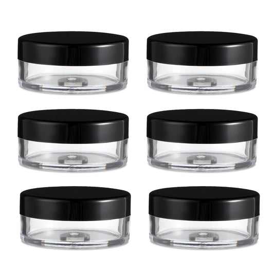 Telooco 6Pcs Refillable Loose Powder Containers 10ml/0.34oz Plastic Empty Loose Powder Compact Travel Small Makeup Powder Container Case with Elasticated Net Sifter