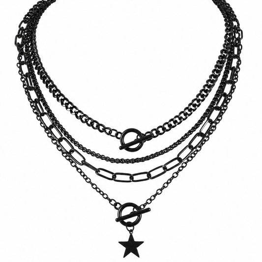 Goth Layered Choker Necklace Punk Grunge Emo Necklace Fashion Jewelry