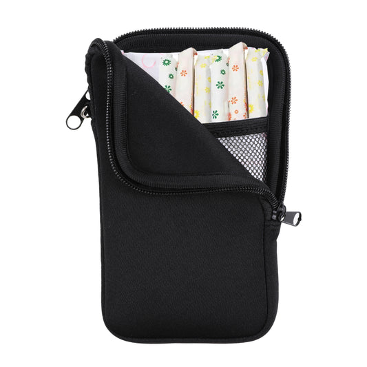 Tampon Storage Bag, Tampon Holder for Purse, Tampons Organizer Bag with Zipper, Portable Period Bags for Women, Discreet Feminine Product Pouch, Black