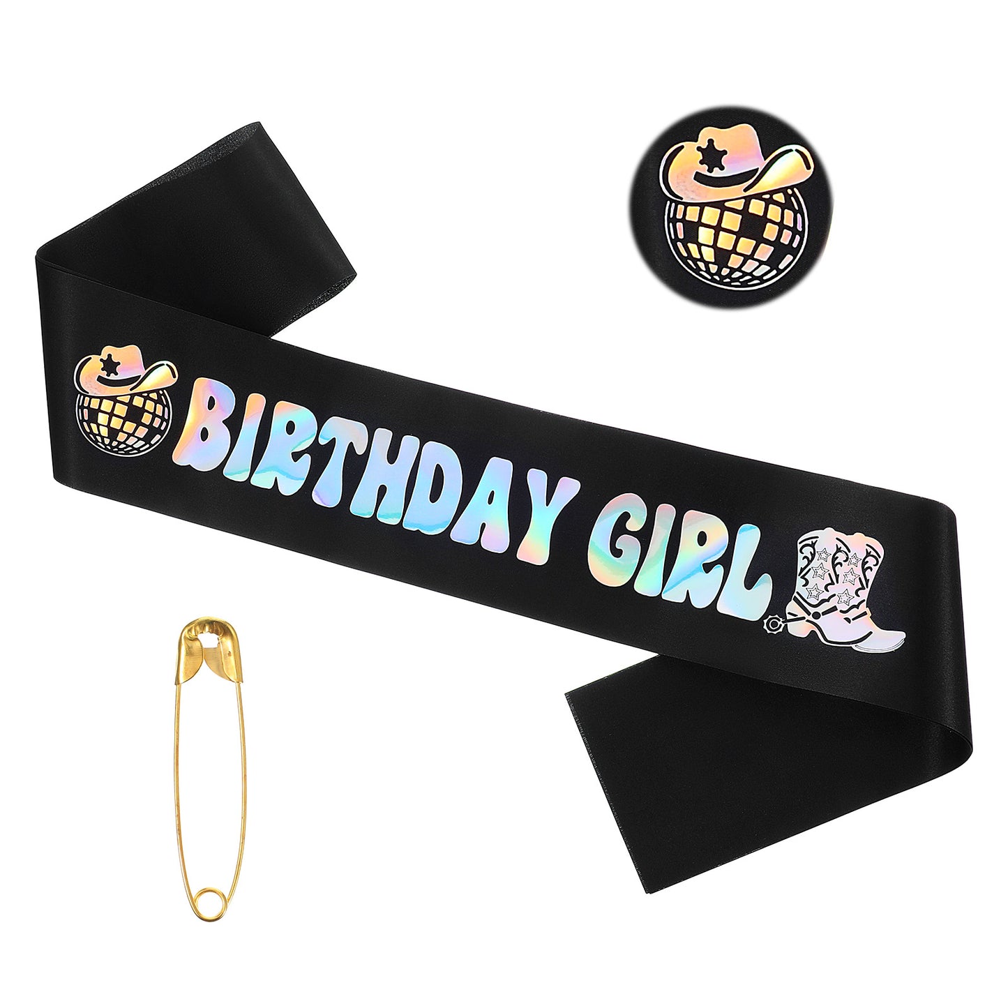 Josojoou Birthday Girl Sash for Women, Black Cowgirl Birthday Sash, Western Cow Theme Party Decorations Last Rodeo Partys Supplies Retro Hors Party Favors