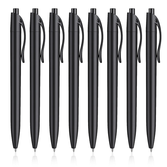 HekouJiub 8 Pcs Black Ballpoint Pens, 5.5" Ball Point Pen, Retractable Ball Pen, 1.0mm Reusable Ballpoint Pens Black Ink for Business, Office and School Use