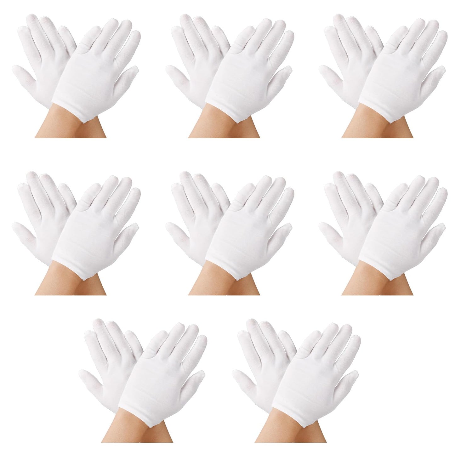 Telooco 8 Pairs Kids White Party Costume Cotton Gloves Dress Formal Uniform Gloves for Art Show Party