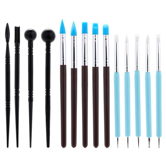 Yolev Silicone Clay Sculpting Tool - 14Pcs Modeling Dotting Tool for Pottery Craft, Rock, Nail, Blending, Drawing, DIY Handicraft