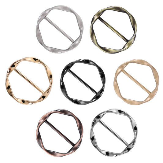 Yolev T-Shirt Clips, 7Pcs Metal Round Circle Clip Buckles, Zinc Alloy T-shirt Tie Clips for Women, Vintage Scarf Rings, Clothes Corner Knotted Button Holder, Ideal Gift