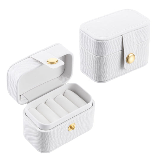 Fiyooau PU Leather Wedding Ring Box, White Proposal Ring Box, Mini Earrings Rings Jewelry Storage Boxes for Proposal Engagement Wedding Party
