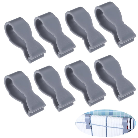 8pcs Towel Chair Clips for Keeps Towel from Falling,Towel Clips for Kitchen,Beach Towel Clip Hand Towel Clips for Bathroom Kitchen Oven Dishwasher Stove Floor(Gray)
