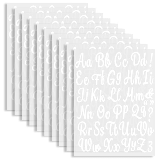 10 Sheets 570pcs White Iron on Letters with A-Z,TPU Iron on Letters for Fabric for Heat Transfer Clothes Bags Hats Backpack Jerseys T-Shirts DIY