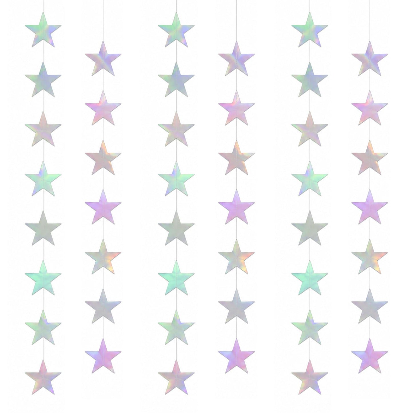 6Pcs Star Garland Iridescent Silver Star Garland