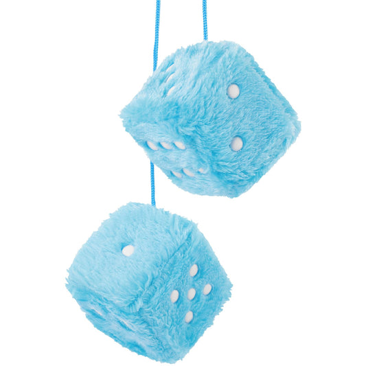 Fuzzy Dice for Car Pair of Retro Square Fuzzy Dice for Rear View Mirror Hanging Accessories Blue Car Dice Car Ornament Decorations(2.75 Inch)