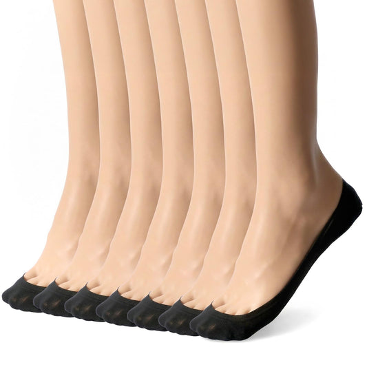 Fiyooau 7 Pairs No Show Socks Womens for Flats, Non Slip Ultra Low Cut Invisible Liner Socks for Loafers Sneakers Heels