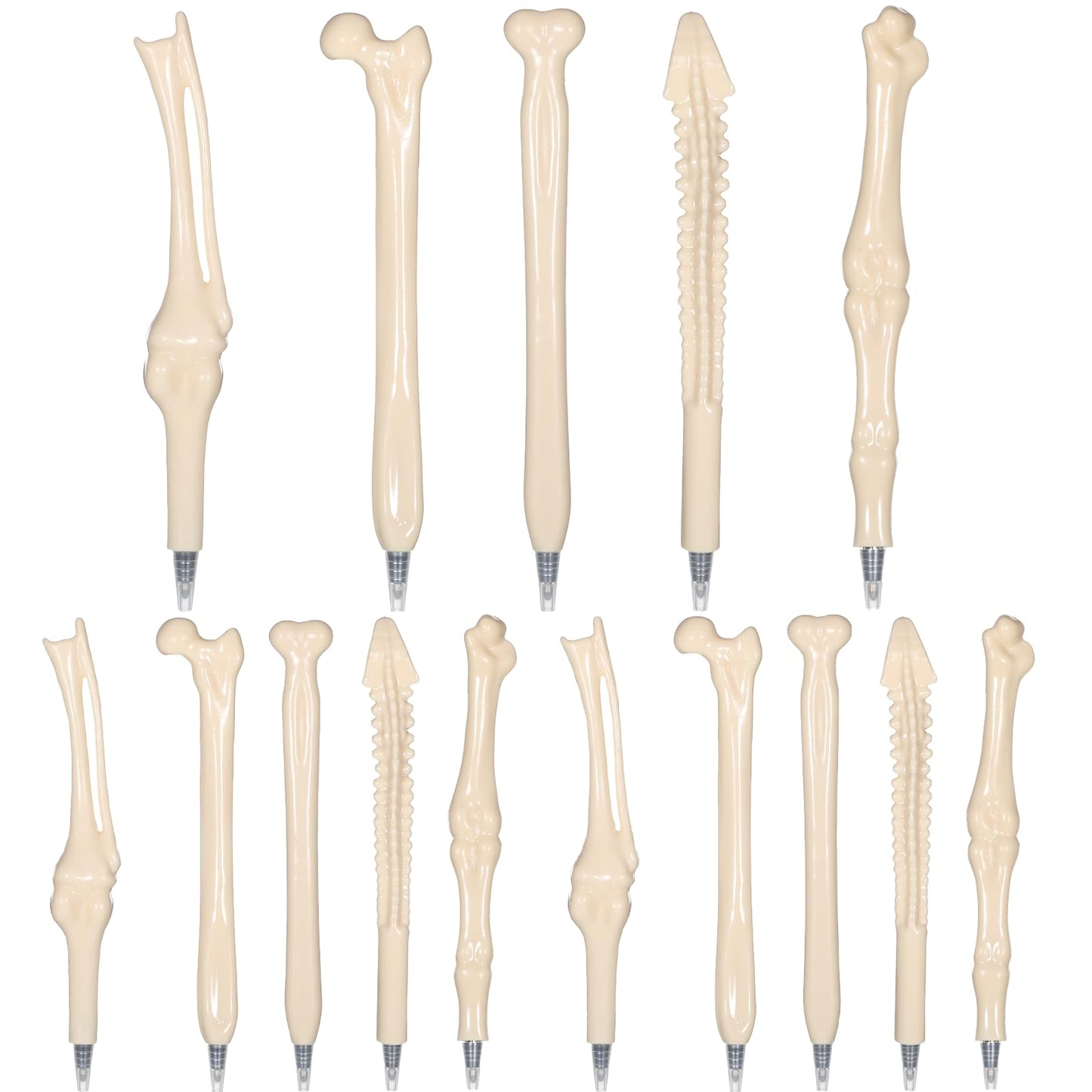 Tucnoeu 15pcs Novelty Bone Ballpoint Pen Black Ink Bone Pens