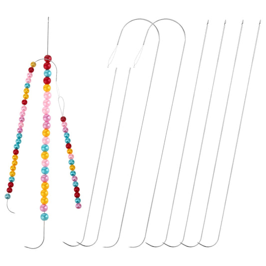 8Pcs Big Eye Beading Needles for Bead Spinner, Clay Bead Spinner Needles Stainless Steel Seed Bead Needles for Jewelry Making Bracelet Necklace Jewelry Making(3 Styles)