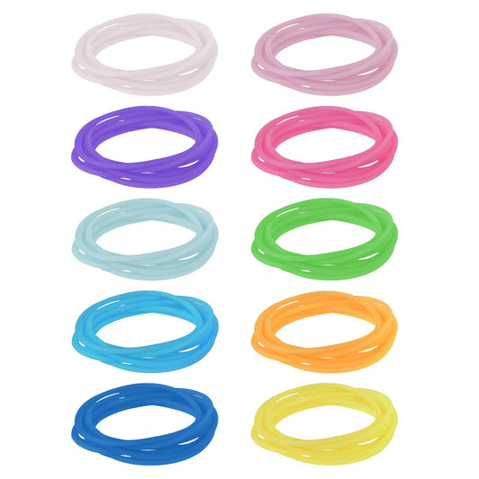 DIVINA VITAE 100Pcs Gummy Bracelets Jelly Bracelets 80's Colorful Luminescent Neon Bangles Silicone Wristbands Bracelets Halloween Christmas Disco Party for Adults and Children(10 Colors)
