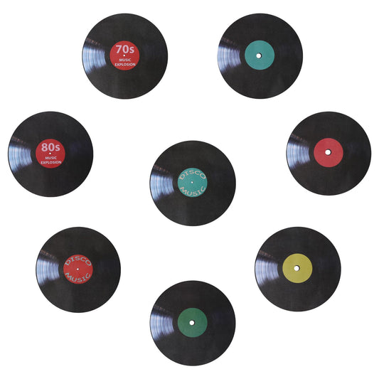 8Pcs Blank Vinyl Records Decor Vintage Room Decor Disc Wall Decor 9.6" Fake Vinyl Records Room Decor for 70s 80s 90s Room Decor(Made by Cardboard)