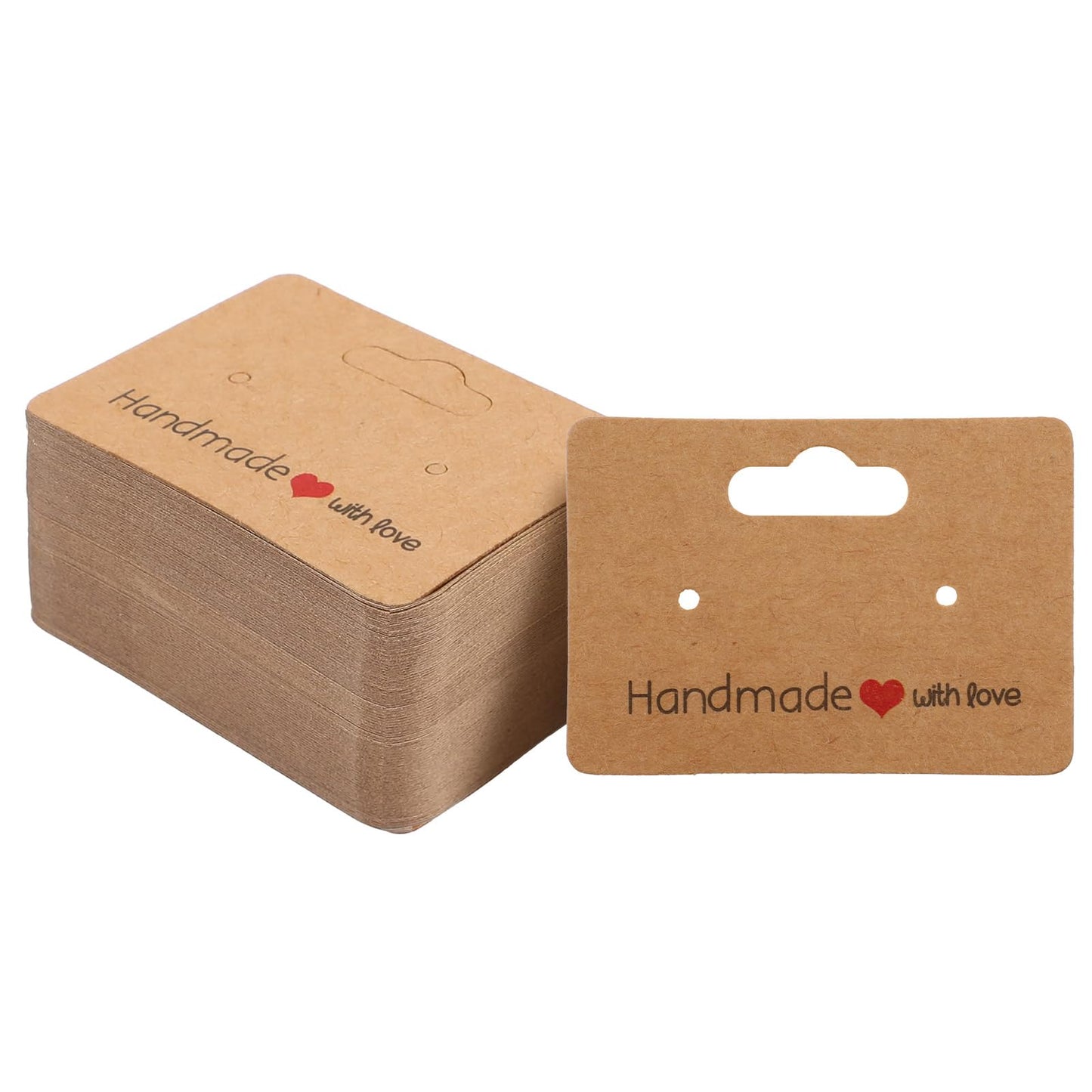 100 Pcs Earring Cards for Selling, 1.96" x 1.37" Earring Cards with Holes Double Sided Blank Kraft Earring Display Cards for Earrings Necklace Jewelry Displaying