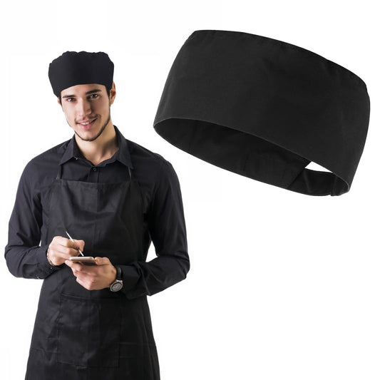 Yolev Mesh Top Skull Cap Professional Catering Chefs Hat Black Adjustable Food Service Caps for Kitchen Cooking Service and Other Work Black