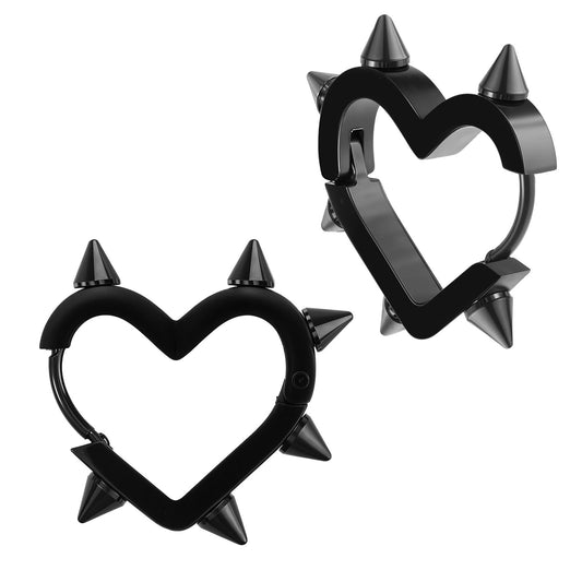 Heart Earrings Black Spike Earrings,Stainless Steel Gothic Earring Punk Earring Christmas Jewelry Gift for Women Men