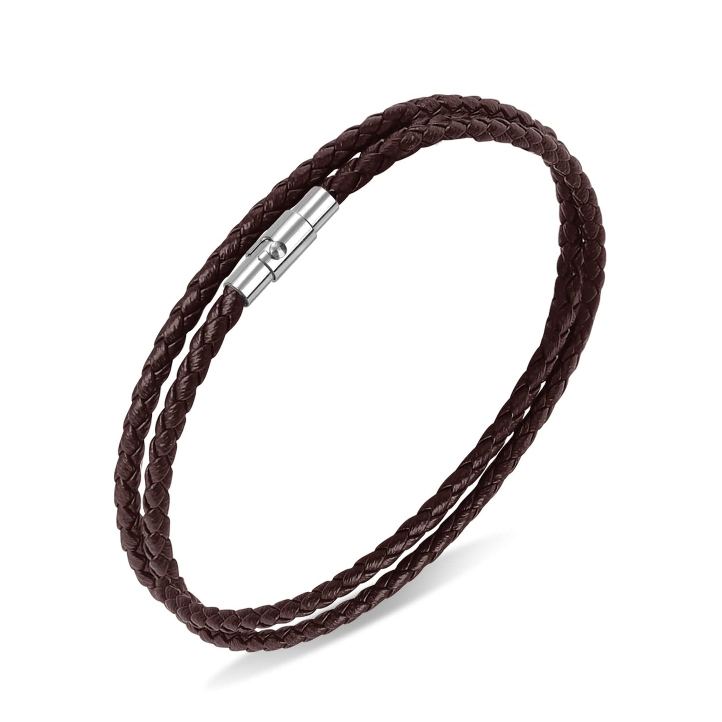 Yolev Leather Bracelet Double Wrap Braided Leather Bracelet for Men Women Speroto New Mens Bracelet Bead and Leather Braided