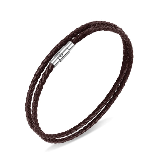 Yolev Leather Bracelet Double Wrap Braided Leather Bracelet for Men Women Speroto New Mens Bracelet Bead and Leather Braided