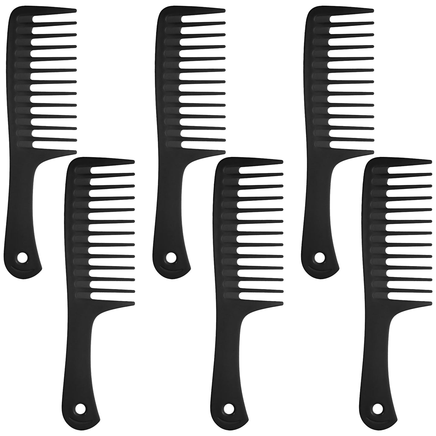 6Pcs Large Tooth Comb Wide Tooth Comb for Curly Hair Detangling Comb Big Tooth Combs for Women Wet Dry Hair(Black)