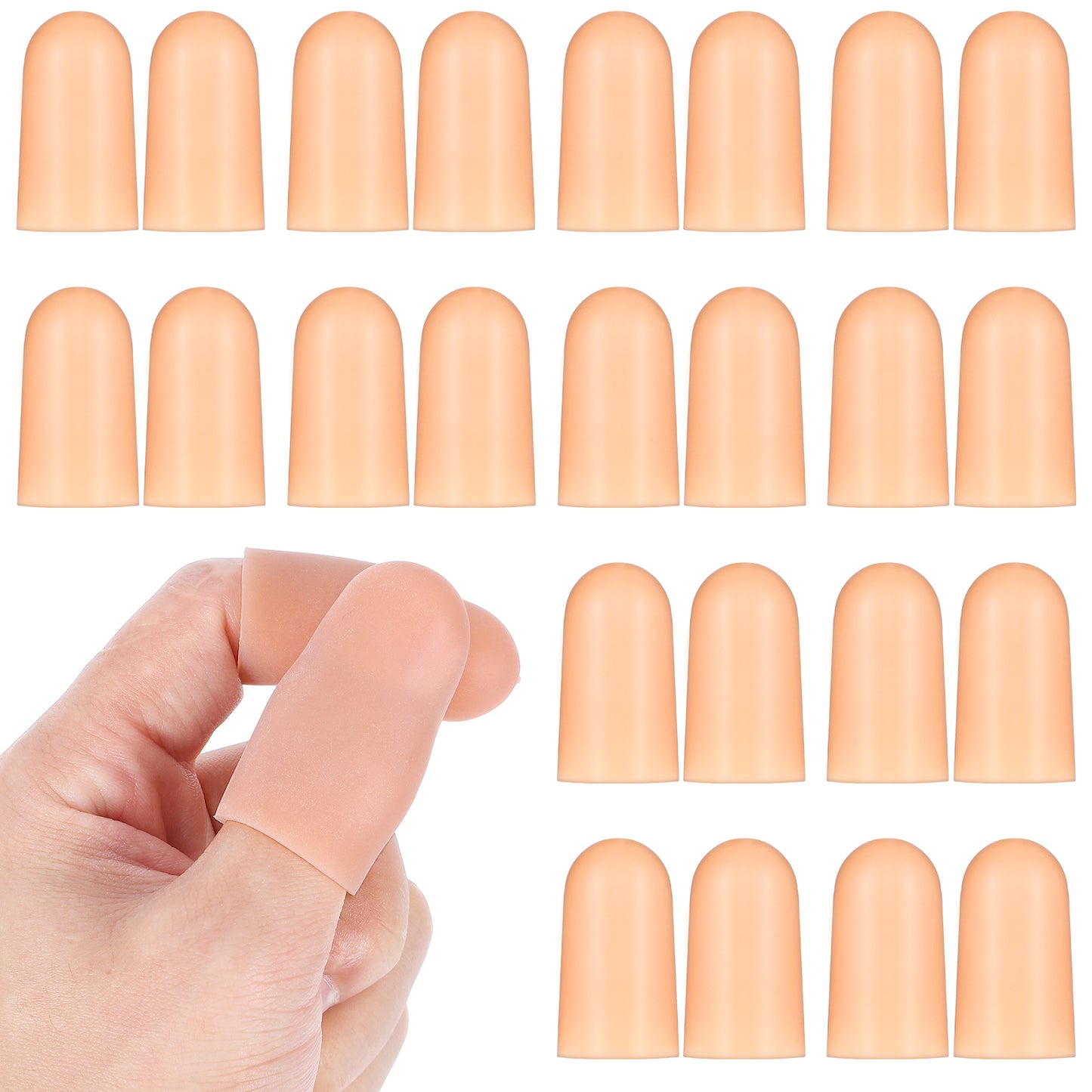 Silicone Finger Protectors for Thumbs, 26pcs Finger Cots Medium, Thumb Protector, Finger Protector for Arthritis, Cracking, Trigger, Peeling, Hangnail, Callus and Pain Relief(Skin)
