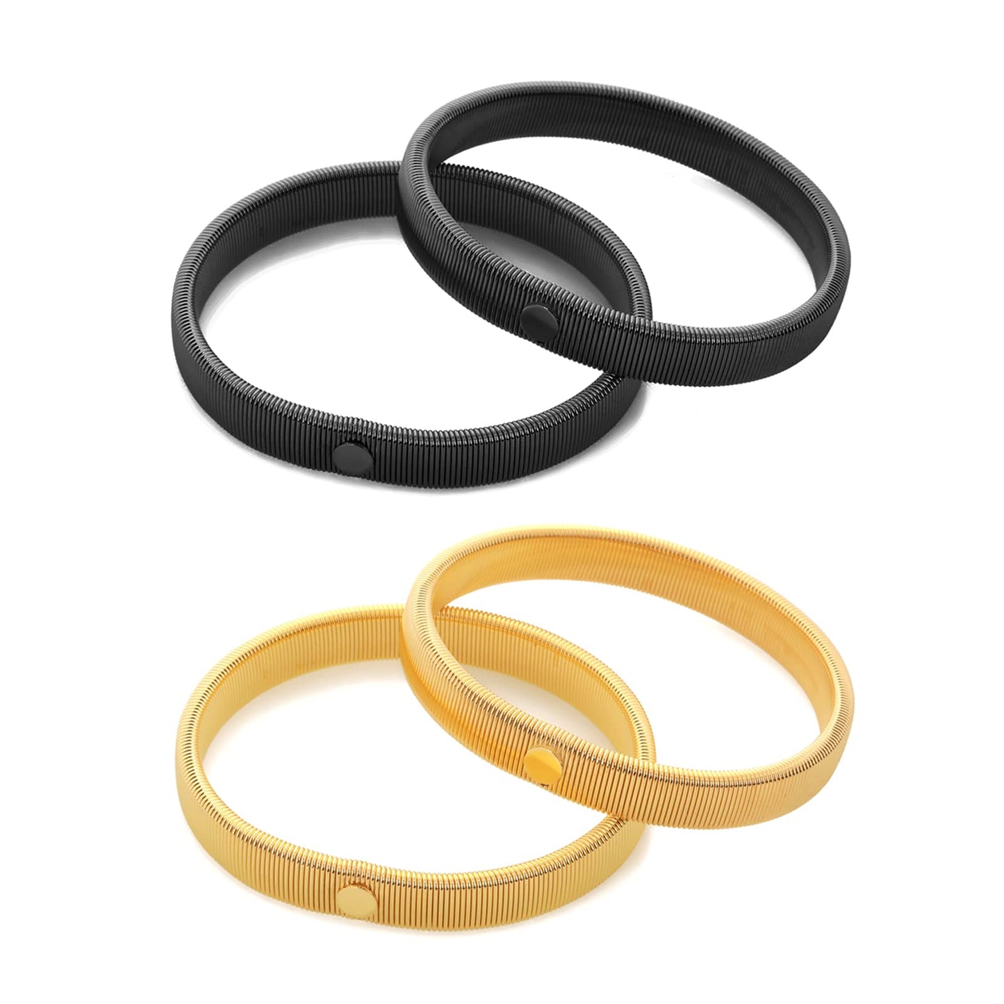 Lusofie 4Pcs Shirt Sleeve Garters Metal Stretchy Sleeve Holders Adjustable Anti-slip Shirt Armbands Elastic Arm Straps for Men and Women(Gold, Black)