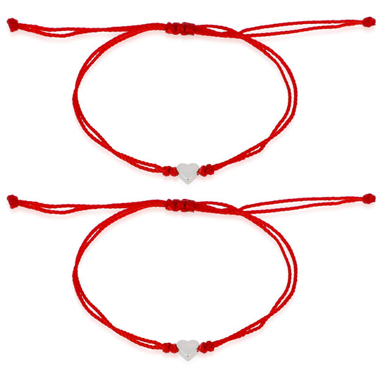 Yolev 2pcs Red string bracelet red bracelet for protection matching heart bracelets friendship bracelets Handmade Friendship Bracelet Knotted Kabbalah Lucky Bracelets Protection