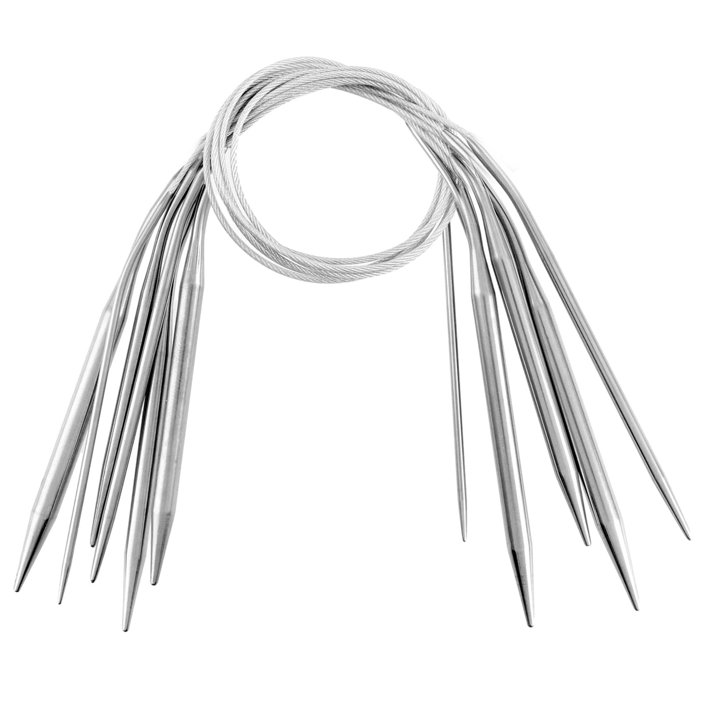 Lusofie 6Pcs Circular Knitting Needles Set Stainless Steel Round Knitting Needles 16 inch Circular Knitting Needles Flexible Circular Needles for Socks Sweaters Hats Scarf Crochet DIY(6 Sizes)