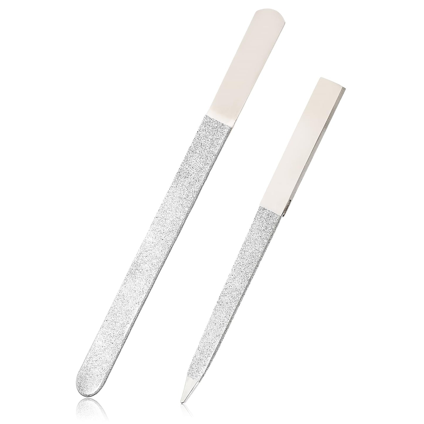 Metal Nail Files, 2PCS Stainless Steel Nail File Set, Long Heavy Duty Nail File for Thick Toenails/Natural/Acrylic Nails,Double-Sided Design,Professional Nail Tools for Home,Salon,Travel