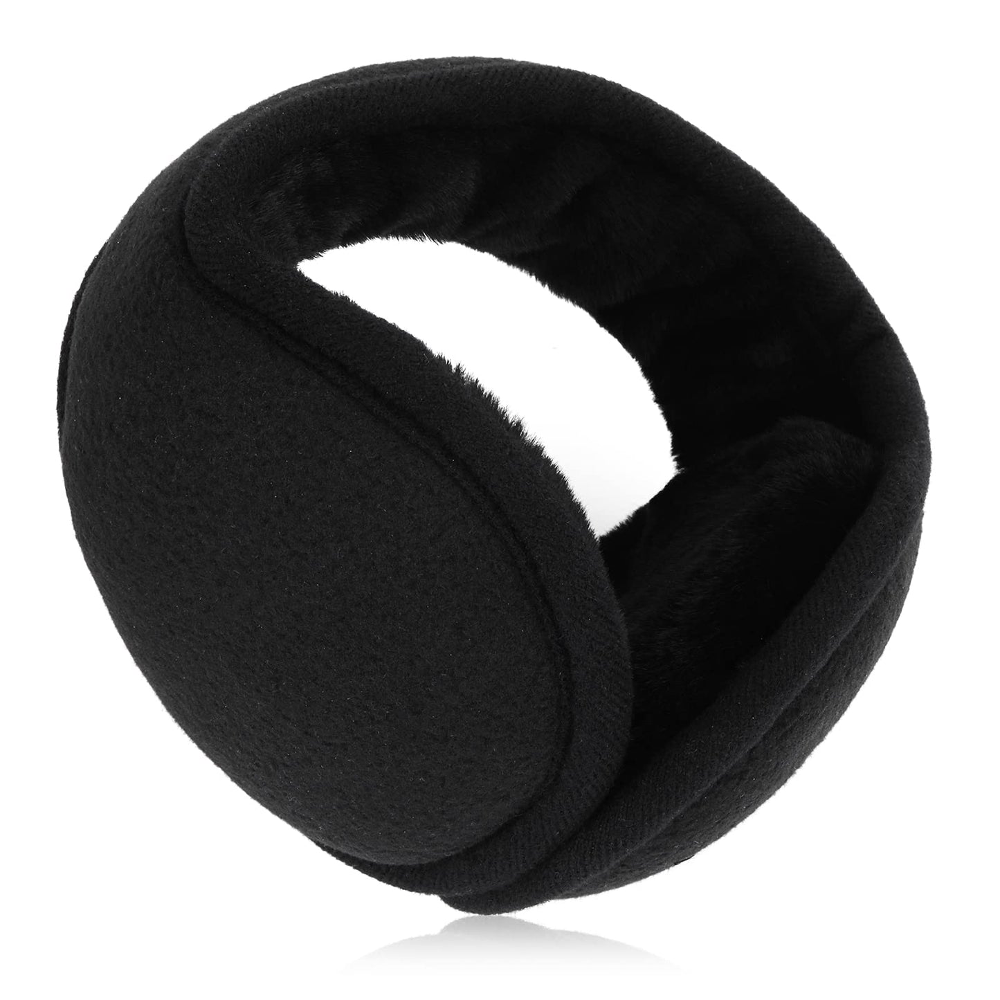 Lusofie Foldable Fleece Earmuffs,Winter Fleece Earmuffs for Men and Women Adjustable Black Soft Earmuffs Suitable for Winter Outdoor Sports