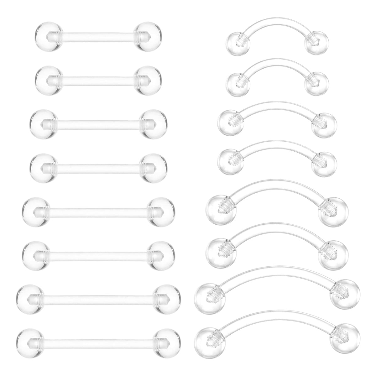 16Pcs 14g Plastic Nipple Rings for Surgery Acrylic Clear Tongue Ring