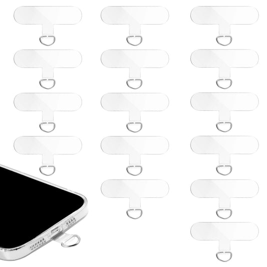 Lusofie 15 pcs Universal Phone Tether Tabs with Metal Ring Transparent Non-Adhesive Lanyard Tabs for Phone Safety, Charm Hook, and Case Lanyard