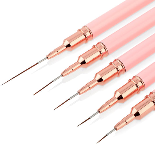 Lusofie 5Pcs Thin Nail Liner Brushes Details Nail Art Brush Fine Thin Nail Brush Set For Striping Long Lines Gel Polish Painting(7/9/11/15/25mm)