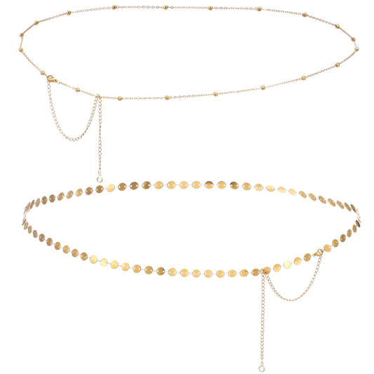 Gold Waist Chain Dainty Layered Waist Beads Chain Belt for Women Simple Belly Chains Waterproof Beach Bikini Body Jewelry Accessories