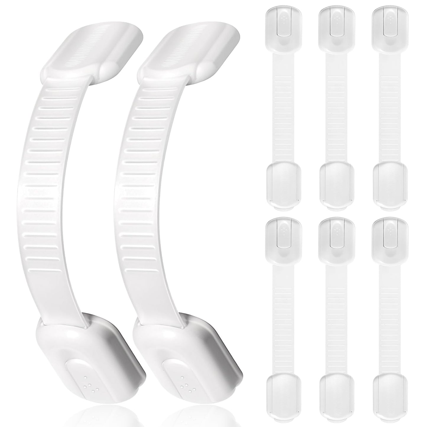 8pcs Child Safety Cupboard Locks,White Child Proof Cupboard Locks,Strong Adhesive Refrigerator Lock for Cabinets, Drawer, Closet, Fridge, Refrigerator, Trash