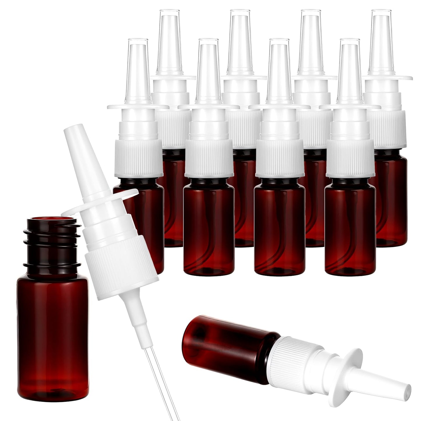 DIVINA VITAE 10 ml Nasal Spray Bottle 10Pcs Refillable Atomiser Spray Bottle Brown Plastic Empty Nasal Sprayer for Water Perfume Essential Oils Wound Disinfectant(Brown)