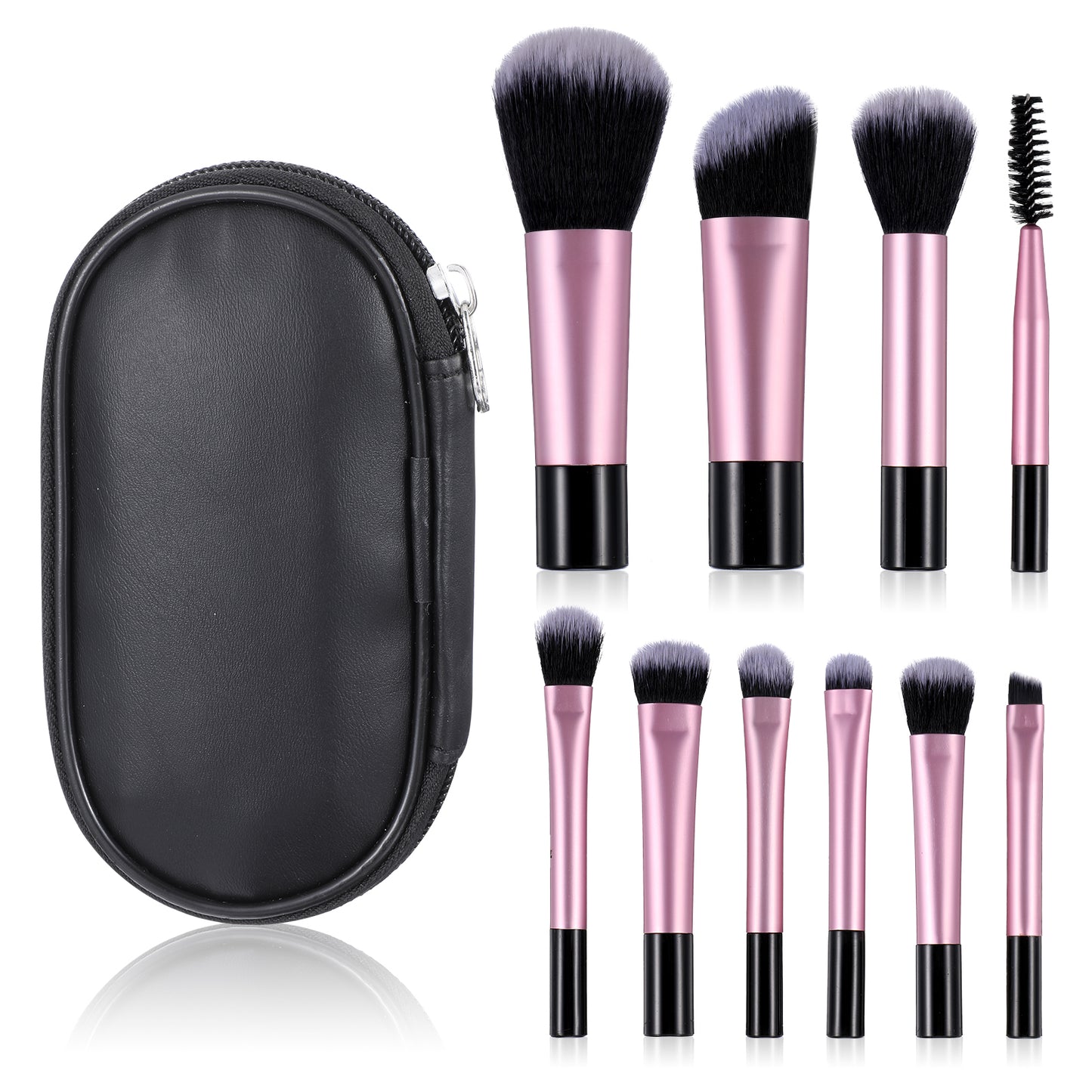 10 Pcs Travel Makeup Brush Set Mini Makeup Brushes Travel Size With Pack Portable Mini Travel Makeup Brush Set Small Eyeshadow Eye Lipstick Foundation Brush Shadow Contour Blush Concealer